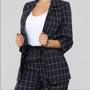 FashionNova “Back On The Grind” Navy Blazer Set